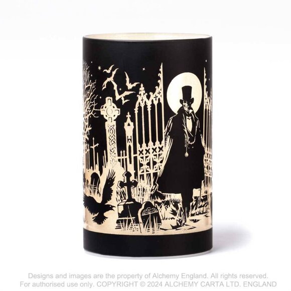 Alchemy Gothic Etched Black Glass LED Count Magistus Lantern Light NIB - Picture 3 of 3